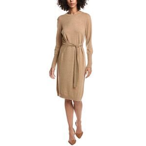 Forte Cashmere Womens  Wool & Cashmere-Blend Crew Neck Dress, Tan